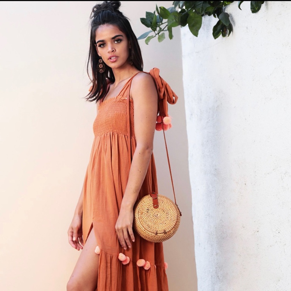 Round Rattan Bag with unique front opening